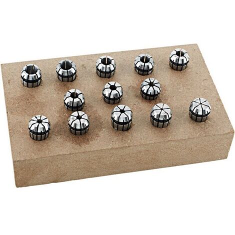 Jeu de pinces de serrage sur socle en bois, Capacité de serrage : 4-26 mm, Pince de serrage type ER40, Contenu 23 éléments (1/2)