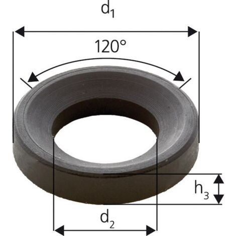 Rondelle à rotule concave forme D, Pour vis : M20, Ø d'alésage d2 23,2 mm, Ø extérieur d1 36 mm, Hauteur h3 : 7,5 mm, Rayon (r) : 27 mm (1/2)