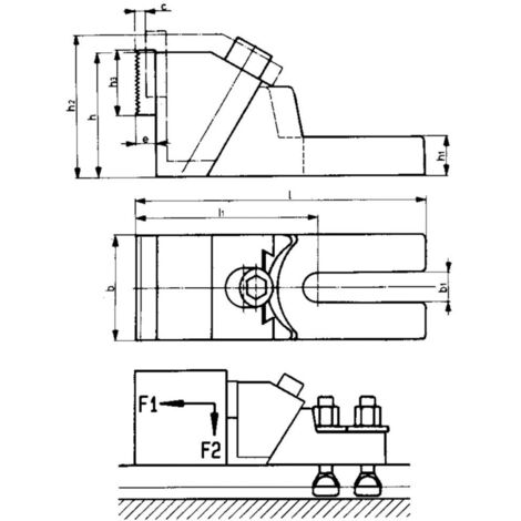 Crampon plaqueur stable, Larg. : de rainure : 20 mm 22 mm 24 mm 28 mm 30 mm, b1 26 mm, c 11 mm, h : 100 mm, h1 : 45 mm, h2 : 118 mm, h3 : 40 mm, (1/3)