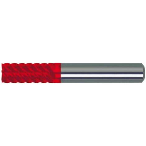 Fraise cylindrique en carbure monobloc longue, type H, revêtement Fire. traitement HSC jusqu'à 62 HRC, Ø d1 - h10 : 8,0 mm, Long. totale l1 63 mm (1/5)