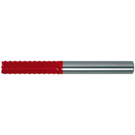 Fraise cylindrique en carbure monobloc pour l'usinage dur, extra longue, de 6 à 8 dents, de 55°, Ø d1 - h10 : 6,0 mm, Long. totale l1 75 mm (1/5)