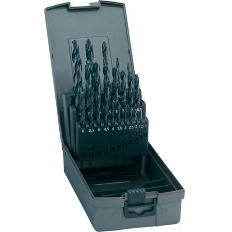Jeu de forets hélicoïdaux, coffret métallique, en acier à coupe rapide, type N, DIN 338, rectifié, Ø h8 : 1,00-5,90 mm, Nombre de forets 50 pièces (1/5)
