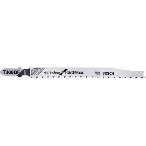 Lames de scie sauteuse pour bois dur, coupe droite fine, Réf. Bosch : T 308 BF, Qualité de lame de scie BiM, Long. totale 117 mm, Pas de dents : 2,2 XC mm