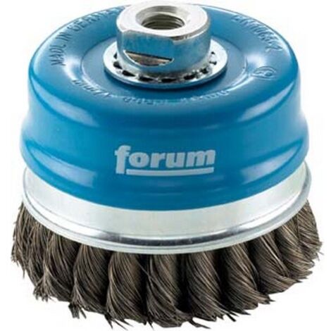 Brosse à boisseau avec bague d'appui, fil d'acier trempé, torsadé, Ø de la brosse : 80 mm, Epaisseur du fil 0,50 mm, Vitesse maxi. 8500 tr/mn