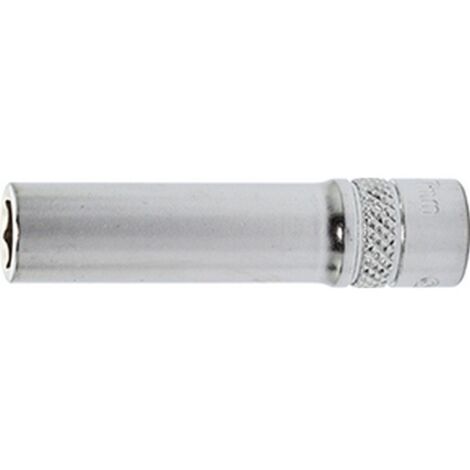 Douille 1/4'', métrique, modèle long, Cote s/plats : 10 mm, Long. 50 mm (1/2)