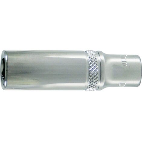 Douille 1/4'', modèle long, poli, Cote s/plats : 8 mm, Long. 50 mm (1/2)