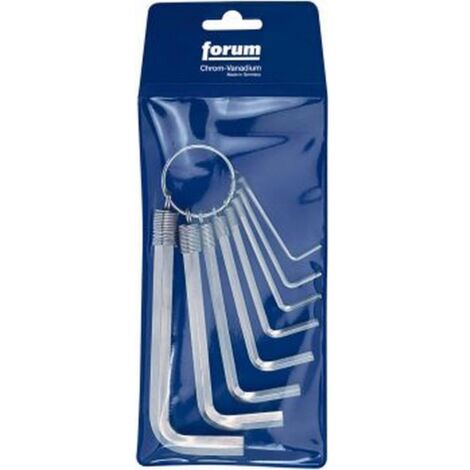 Jeu de clés coudées à 6 pans, avec porte-clé, dans une trousse en plastique, 8 pièces, Contenu : 2 2,5 3 4 5 6 8 10 mm (1/2)