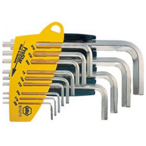Jeu de clés mâles coudées 351 SZ13 support ProStar 13 pièces SW 0,05 - 3/8 po. (1,27 - 9,53 mm) court acier au chrome-vanadium