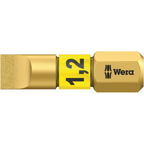 Embout pour vis à fente 1/4'', 25 mm de long, diamanté avec zone de Bi-torsion, Larg. : de lame x Épaisseur de lame : 6,5 x 1,2 mm (1/5)