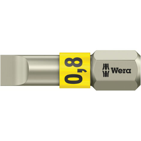 Embout pour vis à fente 1/4'', acier inoxydable avec zone de torsion, 25 mm de long, Larg. : de lame x Épaisseur de lame : 5,5 x 0,8 mm (1/5)
