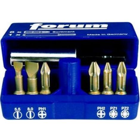Assortiment d'embouts, 7 pièces, pour vis à fente et cruciforme (1/4)