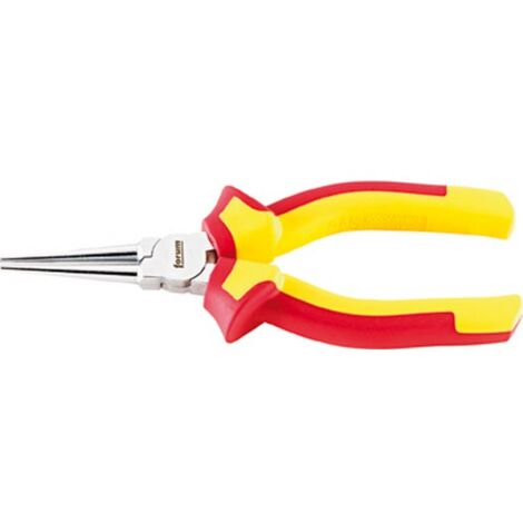 Pince à longs becs VDE, à mors ronds, en acier au chrome vanadium, tête chromée, poignées à gaine en plastique, Long. : 160 mm, Long. des becs 41,0 mm (1/5)