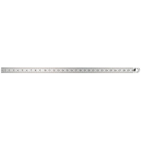 Règle graduée en acier, Long. : 250 mm, Larg. : 13 mm, Epaisseur 0,5 mm, Graduation du bord supérieur : 1/2 mm, Graduation du bord inférieur : 1/1 mm