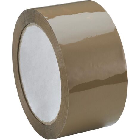 Bande d'emballage F29 polypropylène avec colle acrylate 50mmx66m chamois 1 rouleau (1/2)
