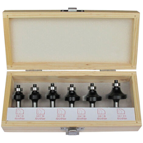 Set de fraises à arrondir HW S8 6 pices dans un coffret en bois