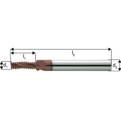 Fraise à fileter GF en carbure monobloc, arrosage central, 2 x d, revêtement TiCN, Filetage : M12, Pas 1,75 mm, Lames de l1 27,1 mm (1/5)