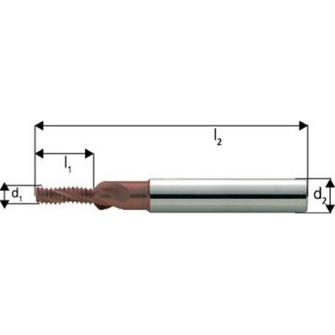 Fraise à fileter GFS en carbure monobloc, arrosage central, 1,5 x d, revêtement TiCN, Filetage : M3, Pas 0,50 mm, Lames de l1 5,2 mm (1/5)