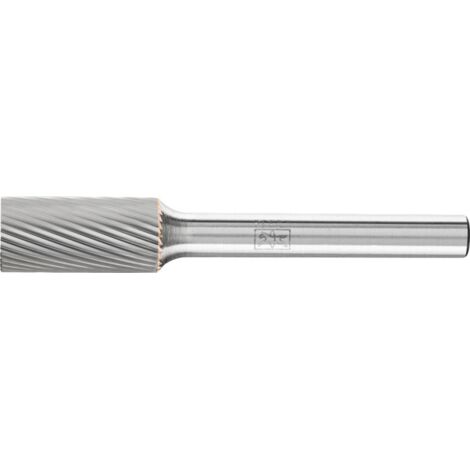 Fraise sur tige de 6 mm, en carbure, forme cylindrique ZYA, denture 5, Forme : ZYA 1020, Ø de la tête 10 mm, Long. de tête 20 mm, Long. totale : 60 mm