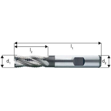 Fraise d'ébauche courte, type NR, 4 dents, en acier à coupe rapide à 5% de cobalt, sans revêtement, Ø d1 - k12 : 8,0 mm, Long. totale l1 69 mm (1/5)