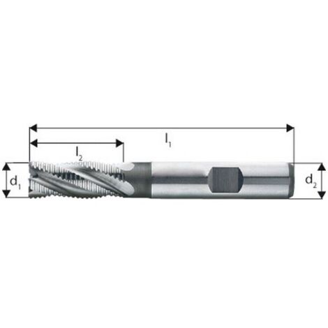 Fraise d'ébauche courte, type HR, 3 à 6 dents, en acier à coupe rapide à 10% de cobalt, sans revêtement, Ø d1 - k12 : 8,0 mm (1/5)