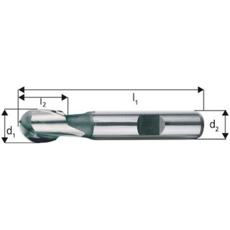 Fraise à rayon, extra courte, type N, 2 dents, en acier à coupe rapide à 8% de cobalt, sans revêtement, Ø d1 - h10 : 18,0 mm, Long. totale l1 79 mm (1/5)