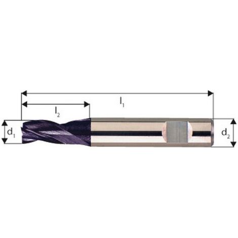Microfraise extra courte, type N, en carbure monobloc, surface recouverte de TiAIN, Ø d1 - h10 : 4,50 mm, Long. totale l1 38 mm, Long. coupe l2 8 mm (1/5)