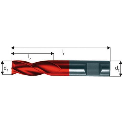 Microfraise extra courte, 3 dents, 45°, en carbure monobloc, Fire, Ø d1 - h10 : 6,75 mm, Long. totale l1 55 mm, Long. coupe l2 10 mm (1/5)