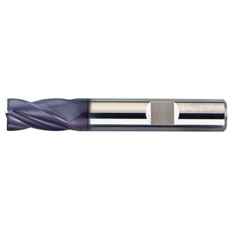 Fraise cylindrique courte, 4 dents, en carbure monobloc, recouverte de TiAIN, Ø d1 - h10 : 18,0 mm, Long. totale l1 84 mm, Long. coupe l2 24 mm (1/5)