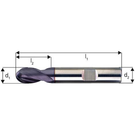 Fraise bout hémisphérique courte, type N, en carbure monobloc, surface à revêtement TiAlN, Ø d1 - h10 : 2,0 mm, Long. totale l1 38 mm (1/5)