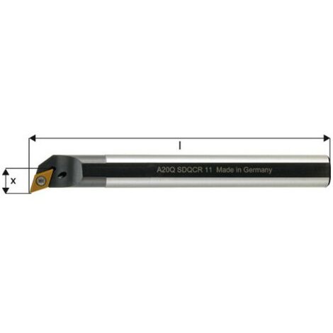 Barre d'alésage ISO 107,5° A..-SDQCR/L, à arrosage interne, Désignation : A16Q SDQCL 07, Ø queue - dg7 16 mm, Dimensions Ø min. 22 mm (1/4)
