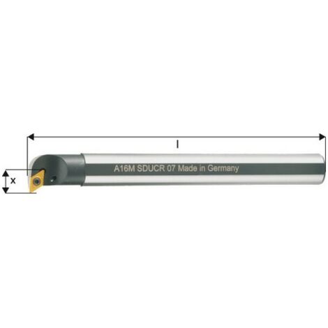 Barre d'alésage ISO 93° A..-SDUCR/L, à arrosage interne, Désignation : A12L SDUCR 07, Ø queue - dg7 12 mm, Dimensions Ø min. 18 mm (1/4)