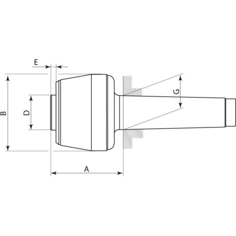 Pointe tournante à embouts interchangeables, Taille : 110, MK 5, A 85 mm, B : 88,5 mm, D : 40 mm, G : 44,399 mm, E : 6,0 mm (1/4)