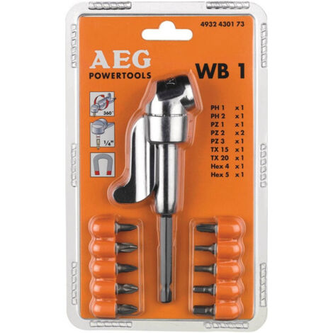 Adaptateur angulaire de vissage WB 1 1/4 po. six pans AEG