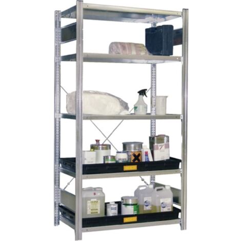 Bac d'étagère L1300xl620xH80 mm polyéthylène noir sans caillebotis 40 l CEMO (1/4)