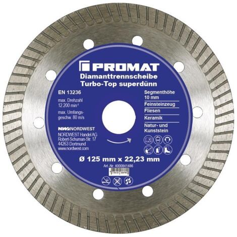 Disque à tronçonner diamant Turbo-Top Ø 125 mm perçage 22,23 mm super fin 10 mm (1/3)