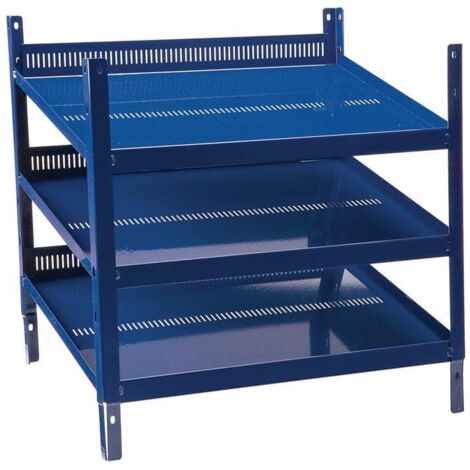 Élément d'étagère LOGS 20 H520xl540xP390 mm bleu RAL 5022 avec crantage poinçonné 3 tablettes (1/4)