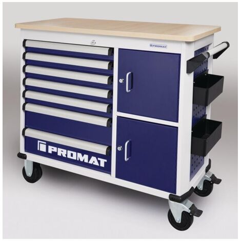 Établi roulant PLUS L extérieure1150xP500xH1015 mm nombre de tiroirs 7 30 kg 500 kg PROMAT (1/4)