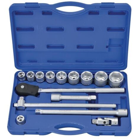 Jeu de clés à douille 15 pièces 3/4 po. ouverture de clé 22-50 mm nombre de dents 60 6 pans PROMAT (1/4)