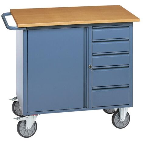 Servante d'atelier H920xl1080xP590 mm bleu pigeon, RAL 5014 nombre tiroirs x H 3 x 95, 2 x 142 mm PROMAT (1/2)