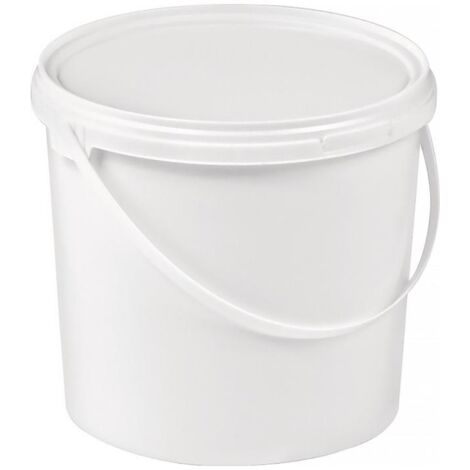Seau 5 l plastique blanc, alimentaire blanc av poignée avec profilé et couv. cloche D. 214 mm hauteur 188 mm (1/2)