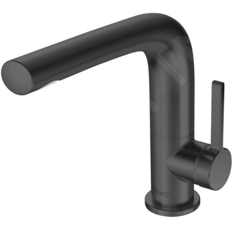 Mitigeur lavabo EDITION 400 150 bec orientable +/- 45Gr avec vidage à tirette 1 1/4 pouce chrome noir brossé KEUCO (1/3)