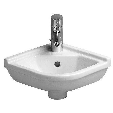 Lave-mains d'angle STARCK 3avec trop plein plage de robinettrie 430x380mm 1 trou de robinetterie blanc