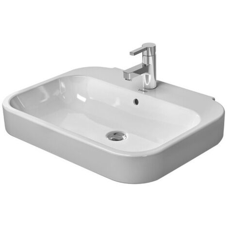 Lavabo Duravit HAPPY D.2avec trop plein plage de robinettrie 650x500mm 1 trou de robinetterie blanc