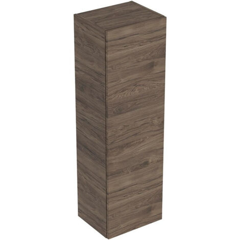 Colonne mi-haute Geberit Smyle Squareavec une porte: Largeur 36cm, Hauteur 118cm, Profondeur 29.9cm, Noyer Carya / Mélamine structuré bois
