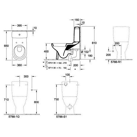 Villeroy & Boch – Mécanisme à touche DualFlush pour WC à poser – Alimentation latérale ou arrière – Céramique sanitaire – Finition chromée – Norme EN 997
