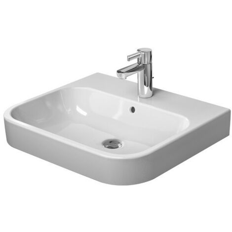 Lavabo Duravit HAPPY D.2avec trop plein plage de robinettrie 600x505mm 1 trou de robinetterie blanc