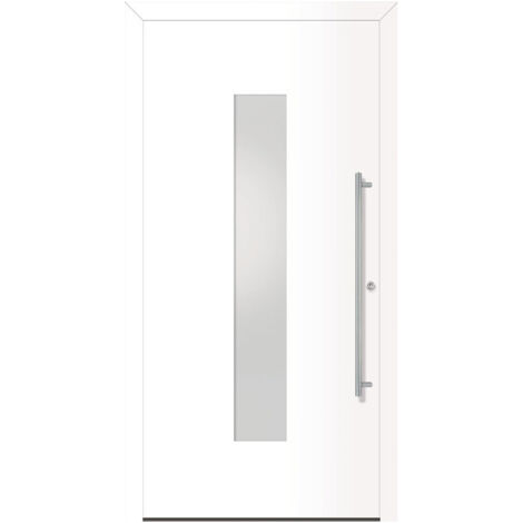 Porte d'entrée en métal Home RAL9016 Satinato blanc B1100mm H2100mm DIN gauche RC2 n.DIN EN1627