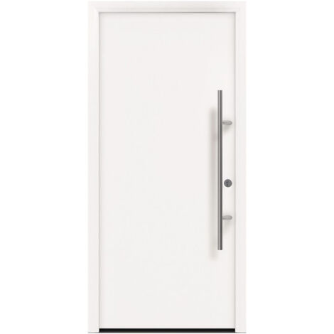 Porte d'entrée en métal PRO blanc RAL9016 B1100mm H2100mm DIN droite RC 2 n.DIN EN1627