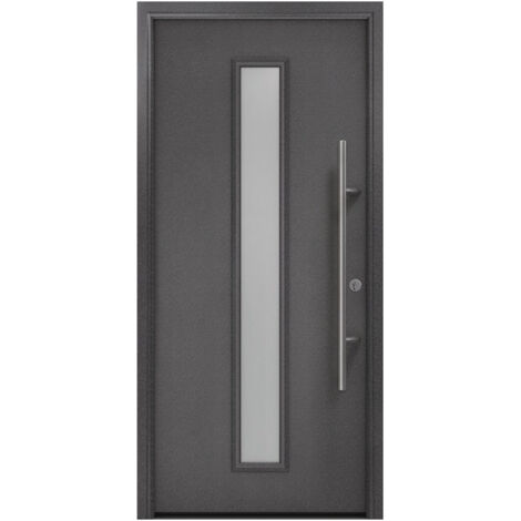 Porte d'entrée en métal PRO anthr.CH703 Satinato B1100mm H2100mm droite RC2 DIN EN1627