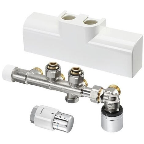 Kit de raccordement pour radiateur de salle de bain d'angle chromé